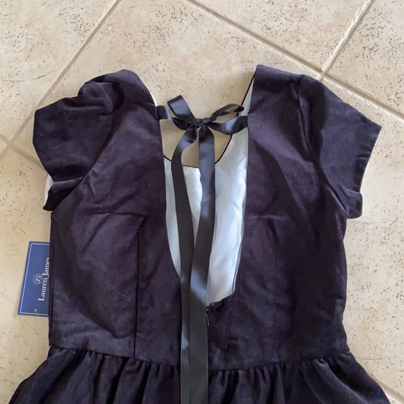 NWT Lauren James velvet fit and flare dress ribbon sz lg - Picture 4 of 4